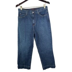 Eddie Bauer Straight Cropped Wide Leg Dark Wash Stretch Jeans‎ 10 Tall